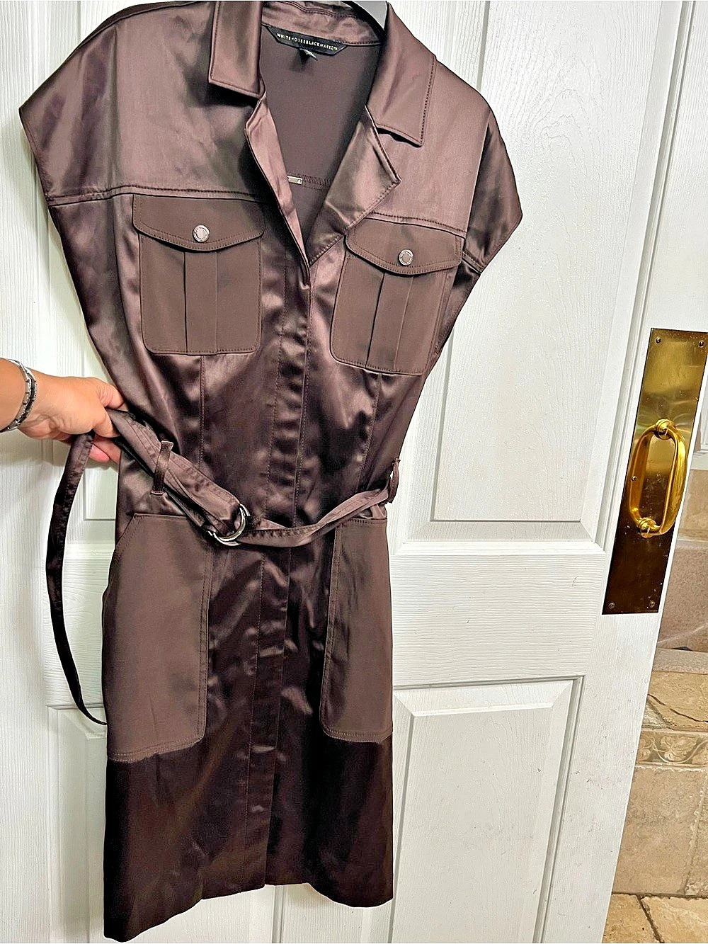 White House Black Market Brown Belted Midi Dress Size Small Like New